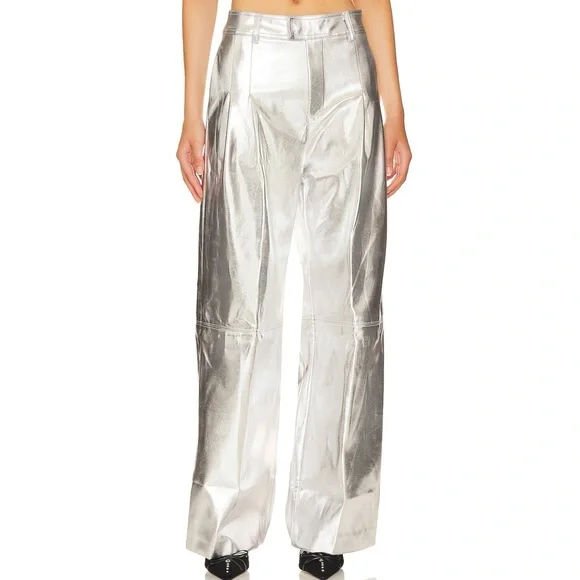 Women's Silver Metallic Pants - Picture 2 of 12
